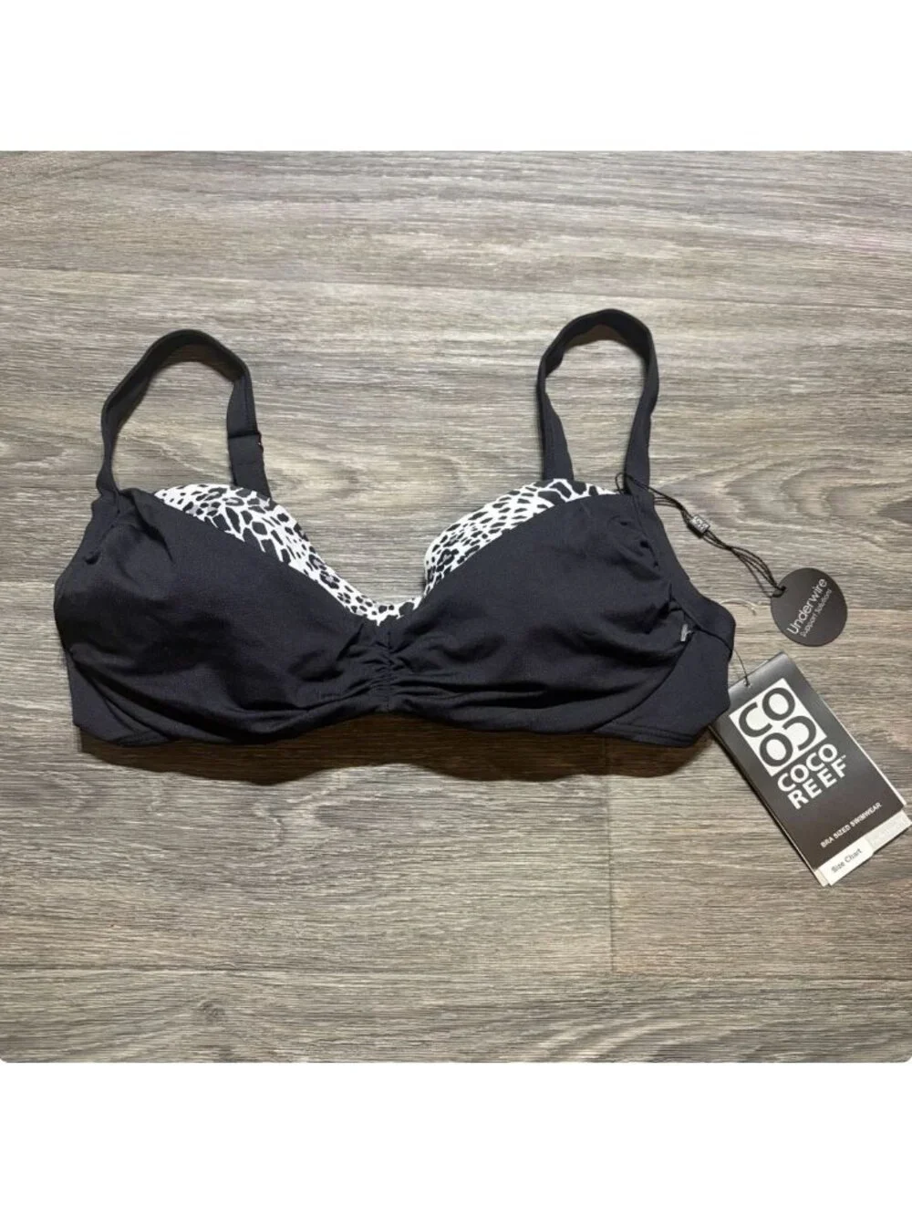 Coco Reef Diva Power Underwire Bikini Top 36/38D Harmony Mix Bra Animal Print